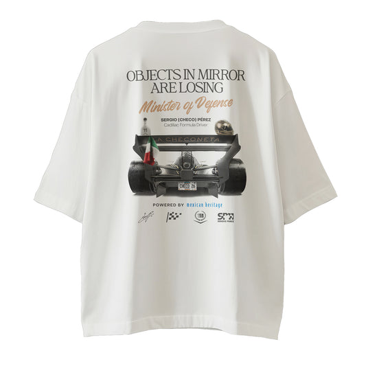 Checo Cadillac F1 - Ministro de Defensa - Playera Oversize Blanca