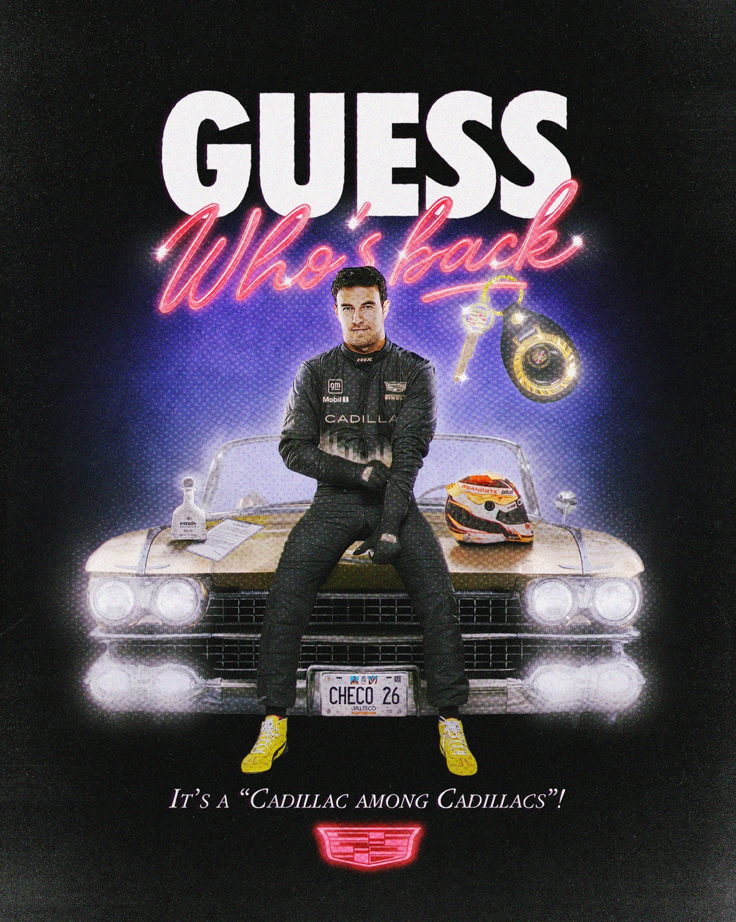 Checo Cadillac F1 - Guess Who's Back Playera Oversize Negra