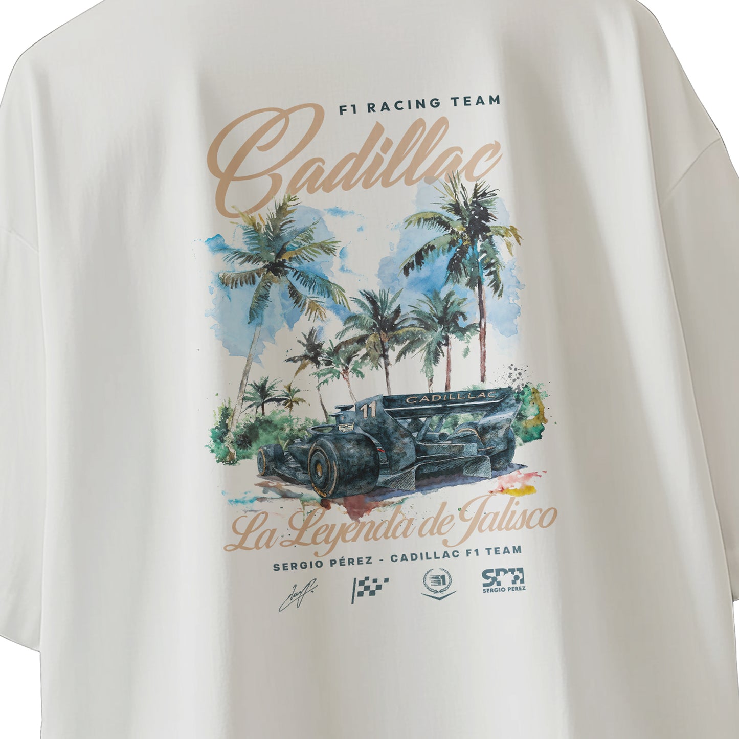 Checo Cadillac F1 - La Leyenda de Jalisco - Playera Oversize Blanca